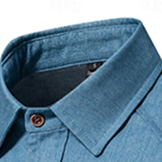 Online OUKU Men's Shirt Dress Shirt Button Up Shirt Solid / Plain Color Wedding Daily Dark Blue Dark Gray Light Sky Blue Long Sleeve Turndown Spring & Fall Clothing Apparel Fashion
