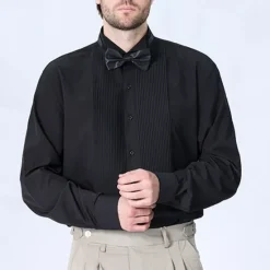 Outlet OUKU Men's Shirt Dress Shirt Button Up Shirt Plain Wedding Party Black Yellow Red Blue Long Sleeve Lapel Spring & Fall Clothing Apparel