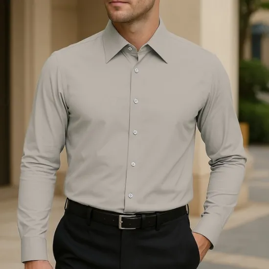 OUKU Men's Shirt Dress Shirt Button Up Shirt Plain Wedding Party Black White Blue Brown Long Sleeve Lapel Spring Fall Clothing Apparel