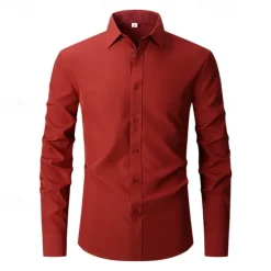 OUKU Men's Shirt Dress Shirt Button Up Shirt Color Block Wedding Daily Light Blue Black White Red Long Sleeve Turndown Spring & Fall Clothing Apparel Printing