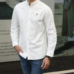 Hot OUKU Men's Shirt Dress Shirt Button Up Shirt Printing Wedding Daily White Dark Navy Blue Gray Long Sleeve Turndown Spring & Fall Clothing Apparel Button-Down