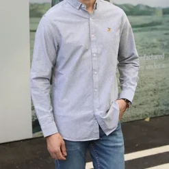 Hot OUKU Men's Shirt Dress Shirt Button Up Shirt Printing Wedding Daily White Dark Navy Blue Gray Long Sleeve Turndown Spring & Fall Clothing Apparel Button-Down