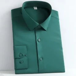Online OUKU Men's Shirt Dress Shirt Button Up Shirt Solid Color Wedding Party Black White Yellow Light Green Long Sleeve Lapel Spring Fall Clothing Apparel Pocket