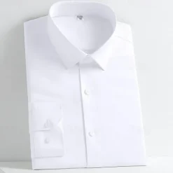 Online OUKU Men's Shirt Dress Shirt Button Up Shirt Solid Color Wedding Party Black White Yellow Light Green Long Sleeve Lapel Spring Fall Clothing Apparel Pocket