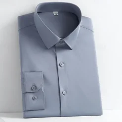 Online OUKU Men's Shirt Dress Shirt Button Up Shirt Solid Color Wedding Party Black White Yellow Light Green Long Sleeve Lapel Spring Fall Clothing Apparel Pocket