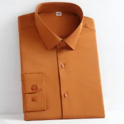 Online OUKU Men's Shirt Dress Shirt Button Up Shirt Solid Color Wedding Party Black White Yellow Light Green Long Sleeve Lapel Spring Fall Clothing Apparel Pocket