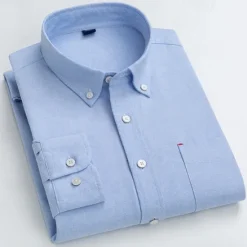 Outlet OUKU Men's Shirt Dress Shirt Button Up Shirt Solid Color Wedding Party Black White Sky Blue Dark Gray Long Sleeve Lapel Spring Fall Clothing Apparel Pocket