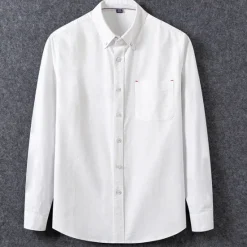 Outlet OUKU Men's Shirt Dress Shirt Button Up Shirt Solid Color Wedding Party Black White Sky Blue Dark Gray Long Sleeve Lapel Spring Fall Clothing Apparel Pocket