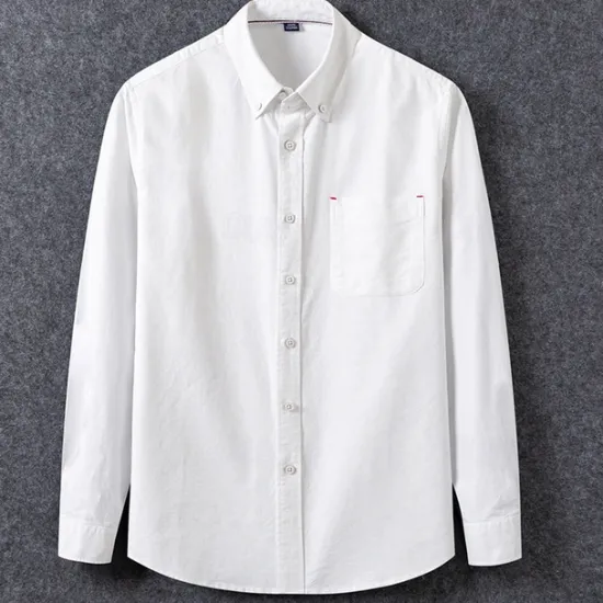 Outlet OUKU Men's Shirt Dress Shirt Button Up Shirt Solid Color Wedding Party Black White Sky Blue Dark Gray Long Sleeve Lapel Spring Fall Clothing Apparel Pocket