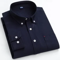 Outlet OUKU Men's Shirt Dress Shirt Button Up Shirt Solid Color Wedding Party Black White Sky Blue Dark Gray Long Sleeve Lapel Spring Fall Clothing Apparel Pocket