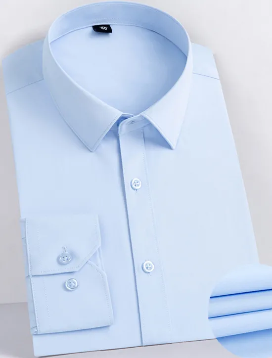 Sale OUKU Men's Shirt Dress Shirt Casual Shirt Button Up Shirt Plain Wedding Office / Career Black White Pink Dark Navy Long Sleeve Turndown Spring & Summer Clothing Apparel