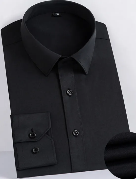 Sale OUKU Men's Shirt Dress Shirt Casual Shirt Button Up Shirt Plain Wedding Office / Career Black White Pink Dark Navy Long Sleeve Turndown Spring & Summer Clothing Apparel
