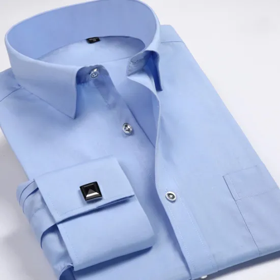Clearance OUKU Men's Shirt Dress Shirt French Cuff Shirt Blue Yellow Pink Purple Long Sleeve Collar Wedding Business Smart Casual Clothing Apparel