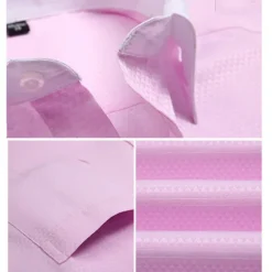 Discount OUKU Men's Shirt Dress Shirt French Cuff Shirt Plain Office & Career Wedding Party White Pink Blue Light Purple Long Sleeve Lapel Spring & Fall Clothing Apparel Front Pocket