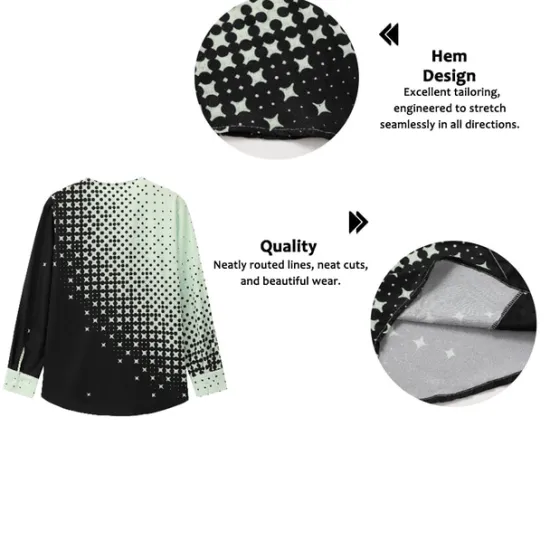 Best OUKU Men's Shirt Dress Shirt Geometric Pattern Outdoor Casual White Pink Blue Green Long Sleeve V Neck Summer Fall Clothing Apparel Print