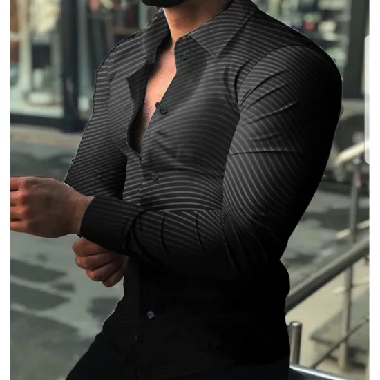 Outlet OUKU Men's Shirt Dress Shirt Gradient Daily Holiday Black Red Blue Purple Long Sleeve Turndown Spring & Summer Clothing Apparel 3D Print