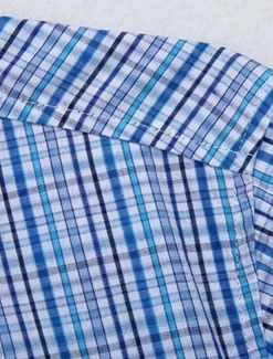Online OUKU Men's Shirt Dress Shirt Plaid Office & Career Wedding Party Light Pink Light Blue Pink Dark Pink Short Sleeve Lapel Summer Clothing Apparel