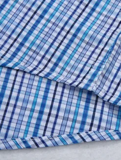 Online OUKU Men's Shirt Dress Shirt Plaid Office & Career Wedding Party Light Pink Light Blue Pink Dark Pink Short Sleeve Lapel Summer Clothing Apparel