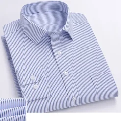 Hot OUKU Men's Shirt Dress Shirt Striped Shirt Non Iron Shirt Plain Wedding Office & Career Light Blue Royal Blue Blue Dark Blue Long Sleeve Turndown Spring & Fall Clothing Apparel Print