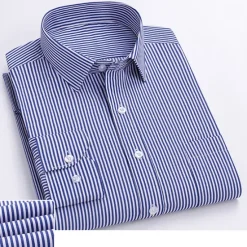 Hot OUKU Men's Shirt Dress Shirt Striped Shirt Non Iron Shirt Plain Wedding Office & Career Light Blue Royal Blue Blue Dark Blue Long Sleeve Turndown Spring & Fall Clothing Apparel Print