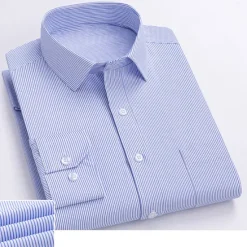 Hot OUKU Men's Shirt Dress Shirt Striped Shirt Non Iron Shirt Plain Wedding Office & Career Light Blue Royal Blue Blue Dark Blue Long Sleeve Turndown Spring & Fall Clothing Apparel Print
