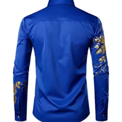 Outlet OUKU Men's Shirt Floral Turndown Party Daily Button-Down Long Sleeve Tops Casual Fashion Comfortable Black Blue White