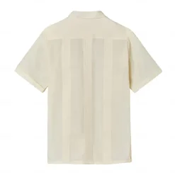 Hot OUKU Men's Shirt Guayabera Shirt Light Yellow Black White Light Green Pink Short Sleeve Turndown School Performance Embroidered Clothing Apparel Elegant Vacation Vintage Neutral