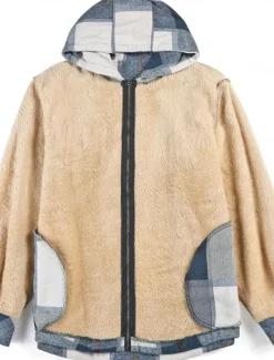New OUKU Men's Shirt Jacket Hoodied Jacket Shacket Flannel Fleece Jacket Daily Vacation Thermal Warm Hooded Fall & Winter Plaid Checkered Fashion Streetwear Lapel Regular Black Dark Red Light Green Red Blue