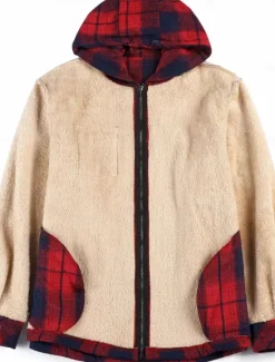 New OUKU Men's Shirt Jacket Hoodied Jacket Shacket Flannel Fleece Jacket Daily Vacation Thermal Warm Hooded Fall & Winter Plaid Checkered Fashion Streetwear Lapel Regular Black Dark Red Light Green Red Blue