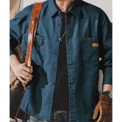 Best OUKU Men's Shirt Jacket Overshirts Transition Jacket Daily Lightweight Pocket Summer Spring Plain Classic Lapel Apricot Black Navy Blue Blue Dark Green Jacket