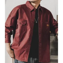 Best OUKU Men's Shirt Jacket Overshirts Transition Jacket Daily Lightweight Pocket Summer Spring Plain Classic Lapel Apricot Black Navy Blue Blue Dark Green Jacket