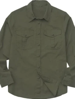 Outlet OUKU Men's Shirt Jacket Overshirt khaki Army Green Dark Blue Long Sleeve Plain Lapel Vacation Daily Front Pocket Clothing Apparel Cotton Cotton Blend Fashion Casual Comfortable