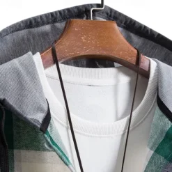 Online OUKU Men's Shirt Jacket Overshirt Plaid Outdoor Daily Pink Purple Green Khaki Long Sleeve Hooded Spring & Fall Clothing Apparel Print