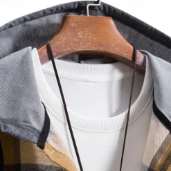 Online OUKU Men's Shirt Jacket Overshirt Plaid Outdoor Daily Pink Purple Green Khaki Long Sleeve Hooded Spring & Fall Clothing Apparel Print