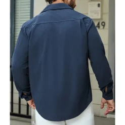 OUKU Men's Shirt Jacket Overshirts Transition Jacket Vacation Lightweight Pocket Summer Spring Plain Classic Lapel Black Navy Blue Blue Army Green Jacket