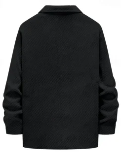 Outlet OUKU Men's Shirt Jacket Transition Jacket Daily Wearproof Pocket Jacquard All Seasons Plain Casual Lapel Regular Black White Khaki Light Grey Dark Gray Jacket
