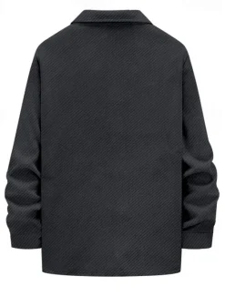 Outlet OUKU Men's Shirt Jacket Transition Jacket Daily Wearproof Pocket Jacquard All Seasons Plain Casual Lapel Regular Black White Khaki Light Grey Dark Gray Jacket