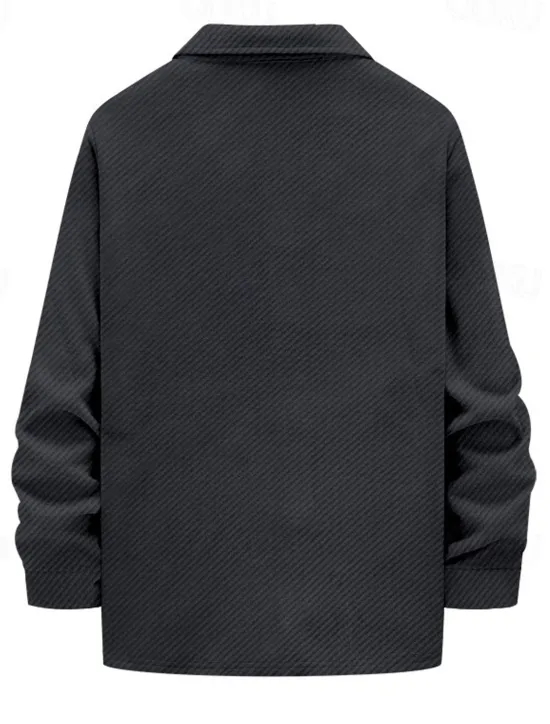 Outlet OUKU Men's Shirt Jacket Transition Jacket Daily Wearproof Pocket Jacquard All Seasons Plain Casual Lapel Regular Black White Khaki Light Grey Dark Gray Jacket