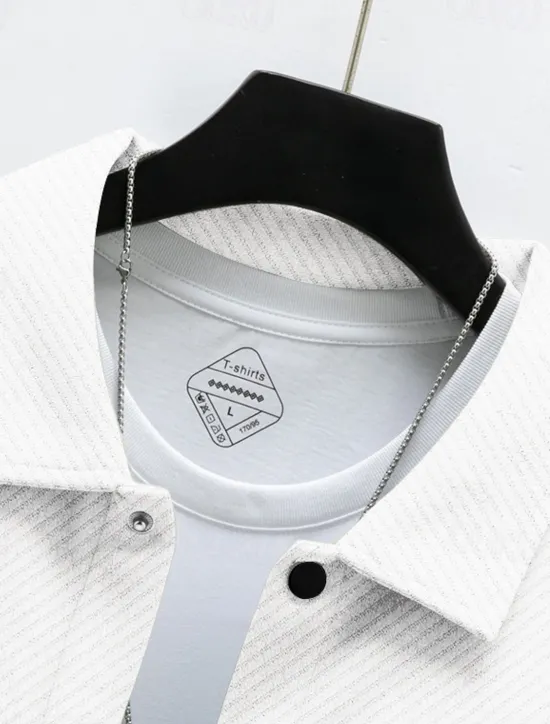 Outlet OUKU Men's Shirt Jacket Transition Jacket Daily Wearproof Pocket Jacquard All Seasons Plain Casual Lapel Regular Black White Khaki Light Grey Dark Gray Jacket