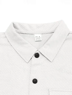 Outlet OUKU Men's Shirt Jacket Transition Jacket Daily Wearproof Pocket Jacquard All Seasons Plain Casual Lapel Regular Black White Khaki Light Grey Dark Gray Jacket
