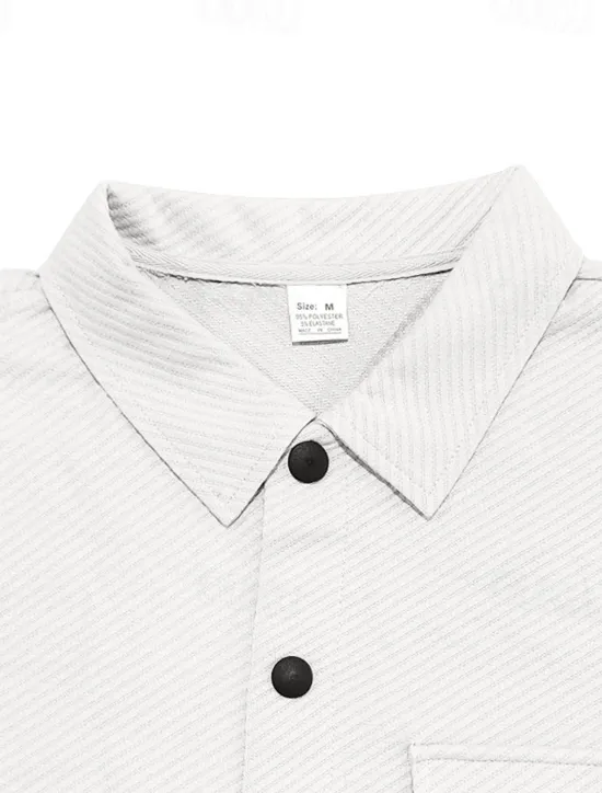 Outlet OUKU Men's Shirt Jacket Transition Jacket Daily Wearproof Pocket Jacquard All Seasons Plain Casual Lapel Regular Black White Khaki Light Grey Dark Gray Jacket