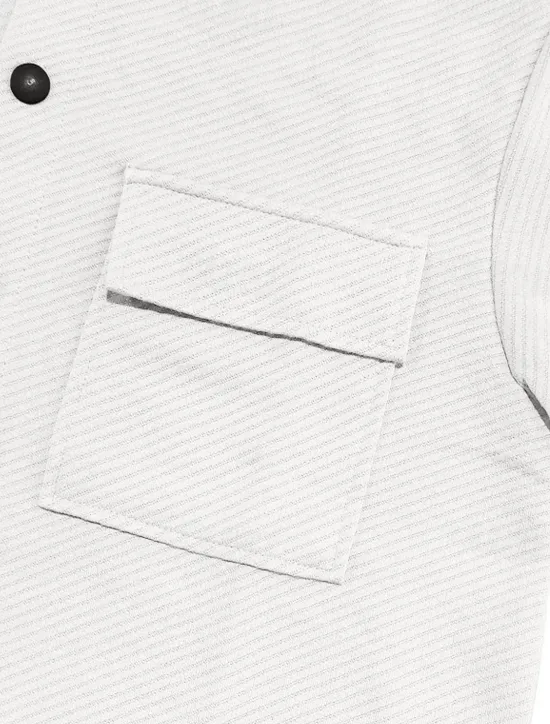 Outlet OUKU Men's Shirt Jacket Transition Jacket Daily Wearproof Pocket Jacquard All Seasons Plain Casual Lapel Regular Black White Khaki Light Grey Dark Gray Jacket