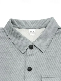 Online OUKU Men's Shirt Jacket Transition Jacket Daily Lightweight Jacquard Summer Spring Plain Classic Lapel Black White Khaki Light Grey Dark Gray Jacket