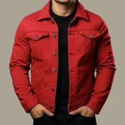 Discount OUKU Men's Shirt Jacket Transition Jacket Daily Wear Windproof Buttons All Seasons Solid Color Streetwear Lapel Regular Cotton Black White Red Navy Blue Blue Jacket