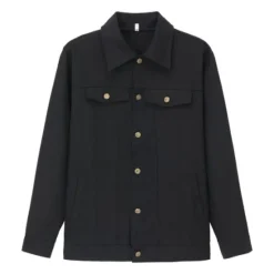Discount OUKU Men's Shirt Jacket Transition Jacket Daily Wear Windproof Buttons All Seasons Solid Color Streetwear Lapel Regular Cotton Black White Red Navy Blue Blue Jacket