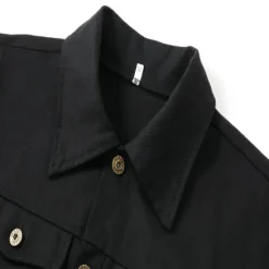 Discount OUKU Men's Shirt Jacket Transition Jacket Daily Wear Windproof Buttons All Seasons Solid Color Streetwear Lapel Regular Cotton Black White Red Navy Blue Blue Jacket