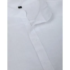 Sale OUKU Men's Shirt Linen Shirt Band Collar Shirt Summer Shirt Beach Wear Button Up Shirt Plain Vacation Curise Black White Blue Orange Short Sleeve Band Collar Summer Clothing Apparel