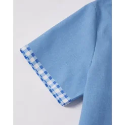 Best OUKU Men's Shirt Linen Shirt Beach Shirt Plaid Home Holiday Blue Green khaki Short Sleeve Turndown Summer Clothing Apparel
