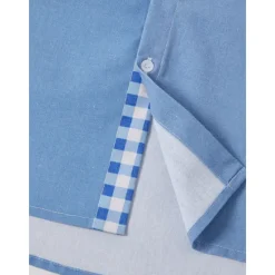 Best OUKU Men's Shirt Linen Shirt Beach Shirt Plaid Home Holiday Blue Green khaki Short Sleeve Turndown Summer Clothing Apparel
