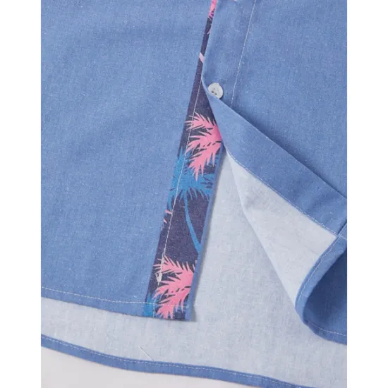 Sale OUKU Men's Shirt Linen Shirt Beach Shirt Summer Hawaiian Shirt Coconut Tree Vacation Holiday Pink Blue khaki Short Sleeves Turndown Summer Clothing Apparel